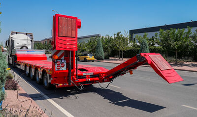 4 axle lowbed semi trailer 4 axle steering
